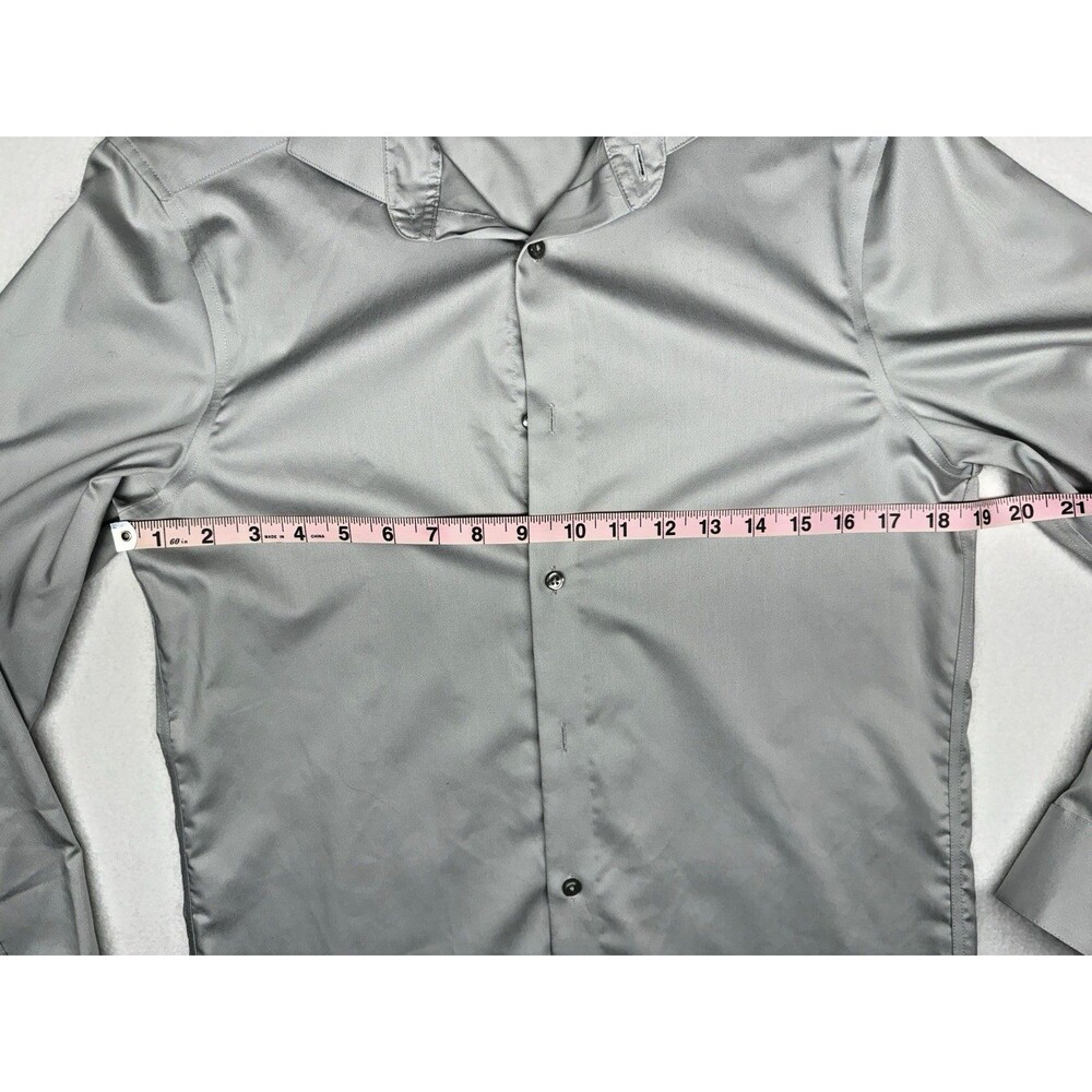 Calvin Klein Slim Fit Dress Shirt Mens 14.5 32/33 Gray Non Iron Stretch Flex - Picture 5 of 10